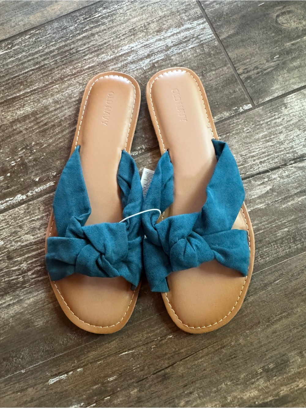 Old Navy knotted turquoise sandal slides size 9
